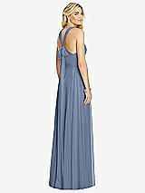 Rear View Thumbnail - Larkspur Blue Cross Strap Open-Back Halter Maxi Dress