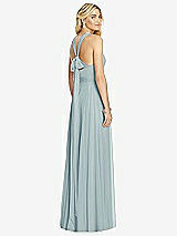 Rear View Thumbnail - Morning Sky Cross Strap Open-Back Halter Maxi Dress