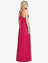 Rear View Thumbnail - Vivid Pink Cross Strap Open-Back Halter Maxi Dress