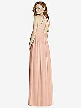 Rear View Thumbnail - Pale Peach Cutout Open-Back Shirred Halter Maxi Dress