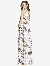 Rear View Thumbnail - Butterfly Botanica Ivory Cutout Open-Back Shirred Halter Maxi Dress