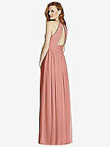 Rear View Thumbnail - Desert Rose Cutout Open-Back Shirred Halter Maxi Dress