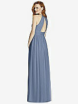 Rear View Thumbnail - Larkspur Blue Cutout Open-Back Shirred Halter Maxi Dress