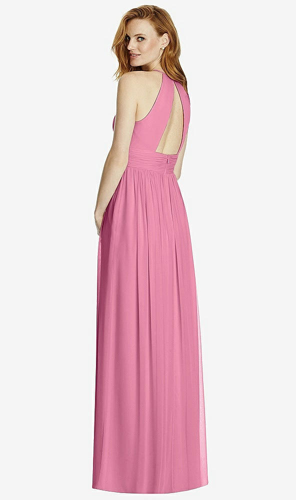 Back View - Orchid Pink Cutout Open-Back Shirred Halter Maxi Dress