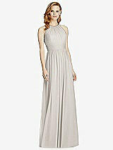 Front View Thumbnail - Oyster Cutout Open-Back Shirred Halter Maxi Dress