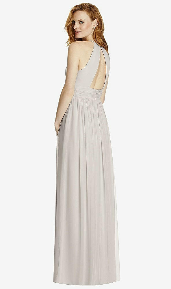 Back View - Oyster Cutout Open-Back Shirred Halter Maxi Dress