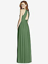 Rear View Thumbnail - Vineyard Green Cutout Open-Back Shirred Halter Maxi Dress