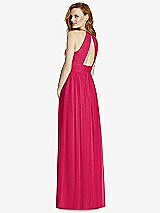 Rear View Thumbnail - Vivid Pink Cutout Open-Back Shirred Halter Maxi Dress