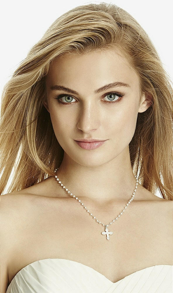 Back View - Silver Rosary Freshwater Pearl Necklace