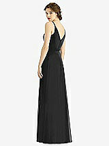 Rear View Thumbnail - Black Draped Wrap Chiffon Maxi Dress with Sash