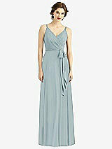 Front View Thumbnail - Morning Sky Draped Wrap Chiffon Maxi Dress with Sash
