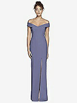 Alt View 2 Thumbnail - French Blue Off-the-Shoulder Criss Cross Back Trumpet Gown