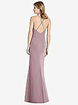 Rear View Thumbnail - Dusty Rose Criss Cross Open-Back Chiffon Trumpet Gown