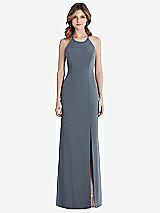 Front View Thumbnail - Silverstone Criss Cross Open-Back Chiffon Trumpet Gown