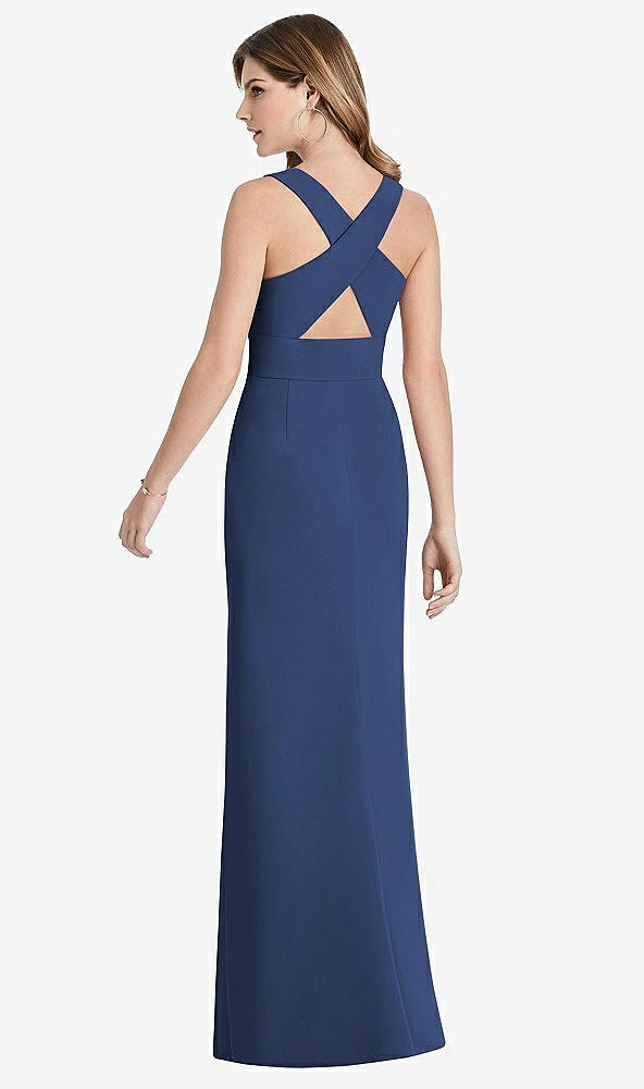 Front View - Sailor Criss Cross Back Trumpet Gown with Front Slit