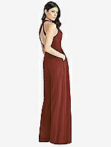 Rear View Thumbnail - Auburn Moon V-Neck Backless Pleated Front Jumpsuit - Arielle