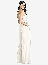 Rear View Thumbnail - Ivory V-Neck Backless Pleated Front Jumpsuit - Arielle