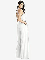 Rear View Thumbnail - White V-Neck Backless Pleated Front Jumpsuit - Arielle