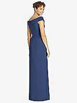Rear View Thumbnail - Sailor Cuffed Off-the-Shoulder Faux Wrap Maxi Dress with Front Slit