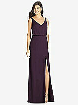 Front View Thumbnail - Aubergine Blouson Bodice Mermaid Dress with Front Slit