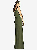Rear View Thumbnail - Olive Green Blouson Bodice Mermaid Dress with Front Slit