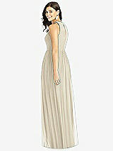 Rear View Thumbnail - Champagne Shirred Skirt Halter Dress with Front Slit