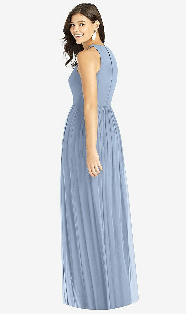 Back View - Cloudy Shirred Skirt Halter Dress with Front Slit