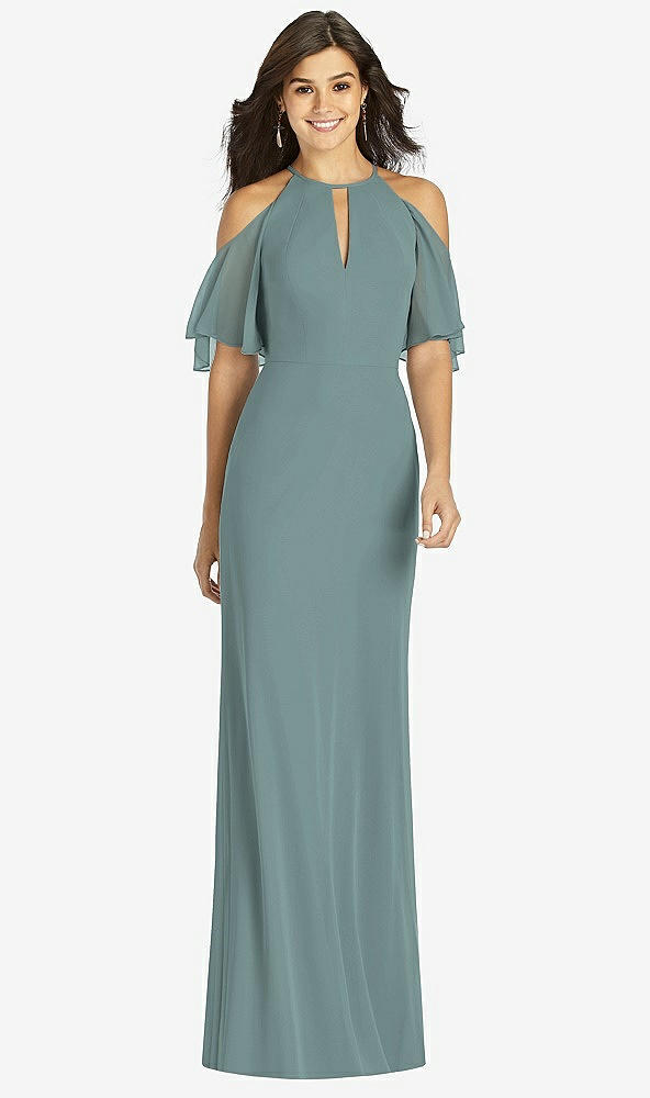 Front View - Icelandic Ruffle Cold-Shoulder Mermaid Maxi Dress