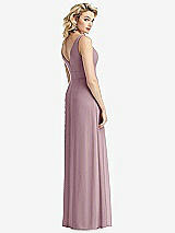 Rear View Thumbnail - Dusty Rose Sleeveless Pleated Skirt Maxi Dress with Pockets