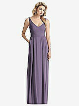 Front View Thumbnail - Lavender Sleeveless Pleated Skirt Maxi Dress with Pockets