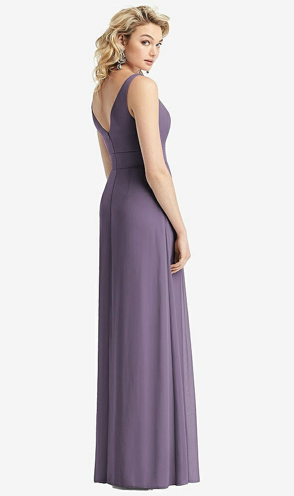 Back View - Lavender Sleeveless Pleated Skirt Maxi Dress with Pockets