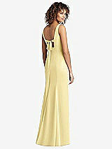 Front View Thumbnail - Pale Yellow Sleeveless Tie Back Chiffon Trumpet Gown