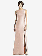 Front View Thumbnail - Cameo Sleeveless Satin Trumpet Gown with Bow at Open-Back