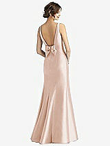 Rear View Thumbnail - Cameo Sleeveless Satin Trumpet Gown with Bow at Open-Back