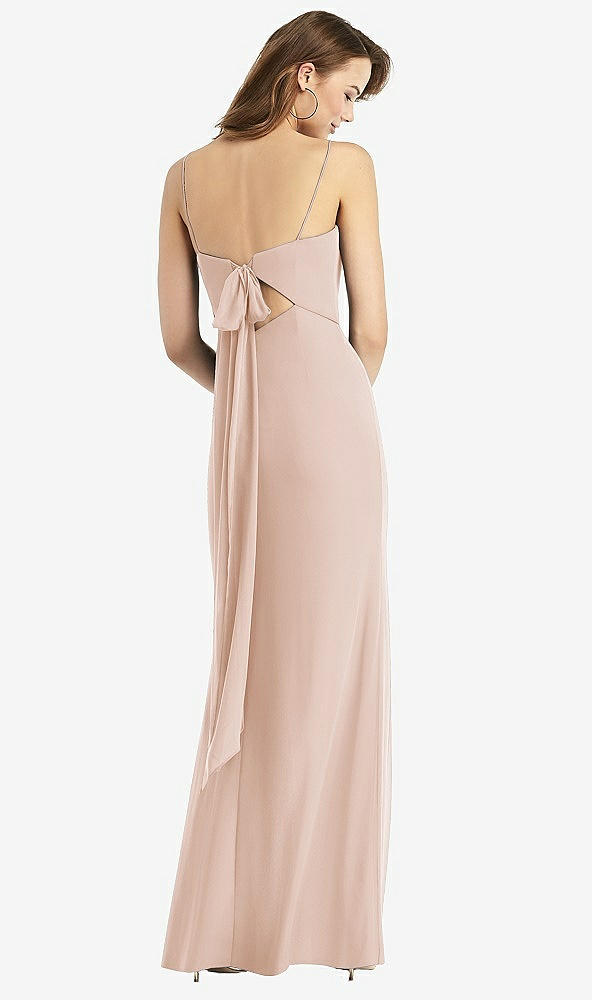 Front View - Cameo Tie-Back Cutout Trumpet Gown with Front Slit