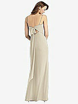 Front View Thumbnail - Champagne Tie-Back Cutout Trumpet Gown with Front Slit