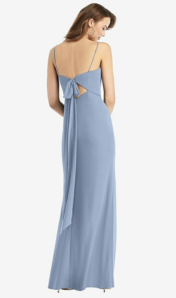 Front View - Cloudy Tie-Back Cutout Trumpet Gown with Front Slit