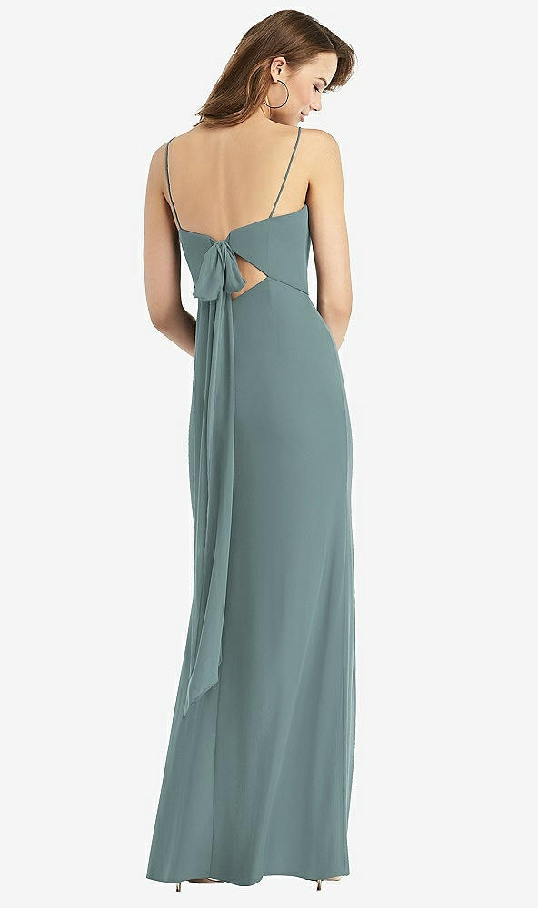 Front View - Icelandic Tie-Back Cutout Trumpet Gown with Front Slit