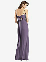 Front View Thumbnail - Lavender Tie-Back Cutout Trumpet Gown with Front Slit