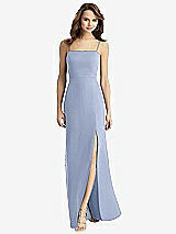 Rear View Thumbnail - Sky Blue Tie-Back Cutout Trumpet Gown with Front Slit