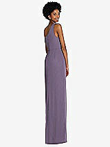 Rear View Thumbnail - Lavender One-Shoulder Chiffon Trumpet Gown