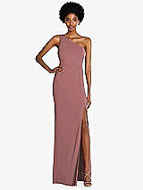 Front View Thumbnail - Rosewood One-Shoulder Chiffon Trumpet Gown