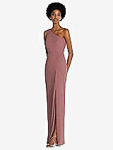 Side View Thumbnail - Rosewood One-Shoulder Chiffon Trumpet Gown