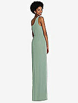 Rear View Thumbnail - Seagrass One-Shoulder Chiffon Trumpet Gown