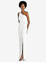 Side View Thumbnail - White One-Shoulder Chiffon Trumpet Gown