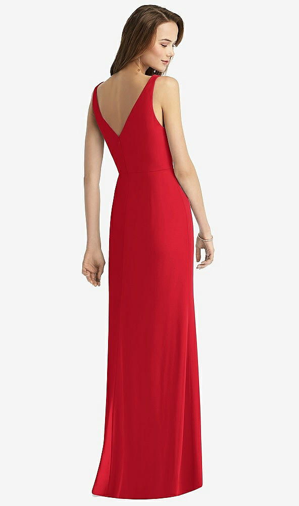 Back View - Parisian Red Sleeveless V-Back Long Trumpet Gown