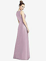 Rear View Thumbnail - Suede Rose Sleeveless V-Neck Satin Dress with Pockets