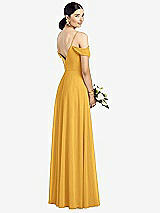 Rear View Thumbnail - NYC Yellow Cold-Shoulder V-Back Chiffon Maxi Dress