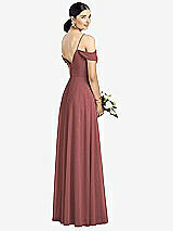 Rear View Thumbnail - English Rose Cold-Shoulder V-Back Chiffon Maxi Dress