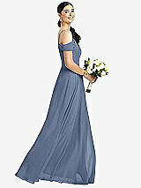 Alt View 1 Thumbnail - Larkspur Blue Cold-Shoulder V-Back Chiffon Maxi Dress